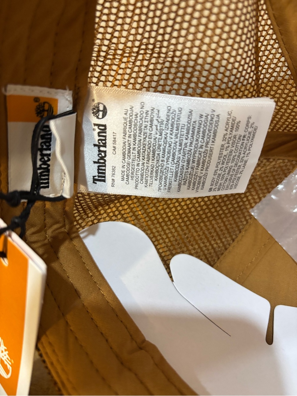 Timberland Tan Plaid Mesh Trucker Logo Cap NWT - Picture 5 of 5